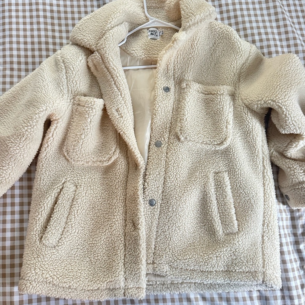 Princess Polly Cream Teddy Jacket